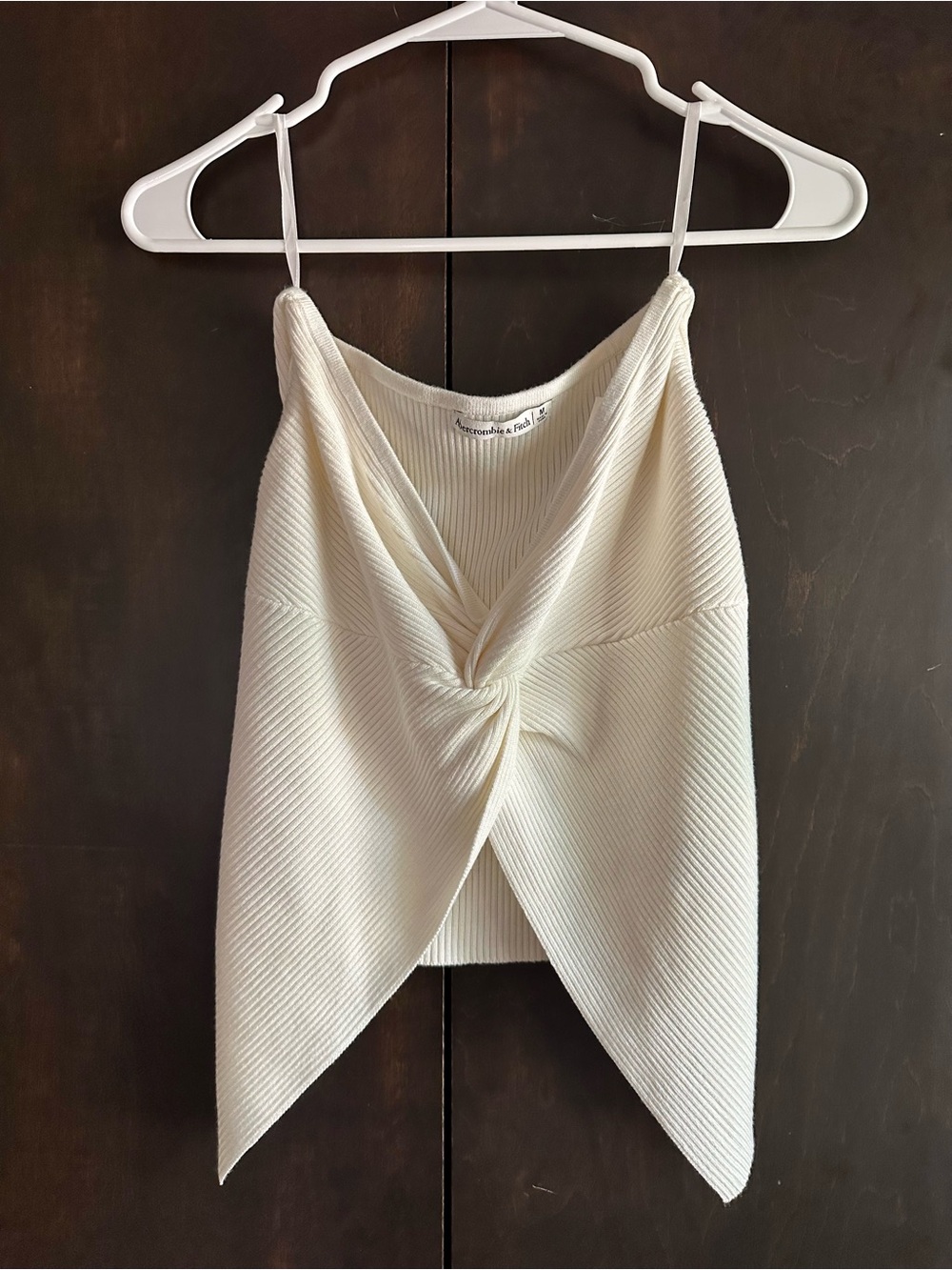 Abercrombie & Fitch Cream Twist-Front Long Sleeve Sleeveless Sweater Top